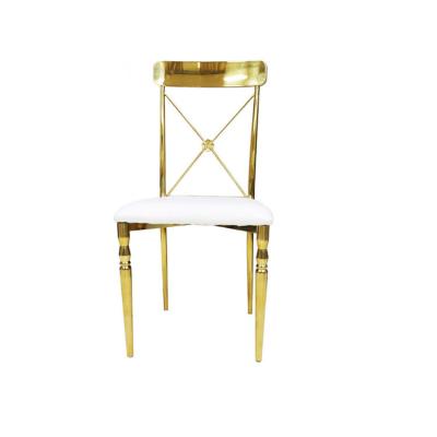 China Factory sale hot sale wedding decoration use gold stainless steel chairs stackable for rental for sale