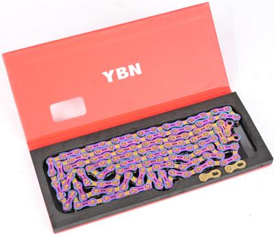 China MTB YBN Mountain Bike Road Bike Chain 11/12 Chain Half Speed ​​Cavity 120L Plated Color for sale