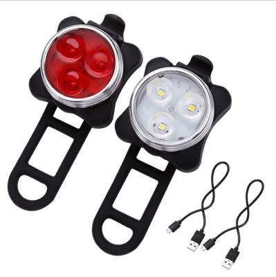 China Waterproof Hot Selling Flower Shape USB Rechargeable Bike Light Set Full Set COB LED Pants Clip Front Light for sale