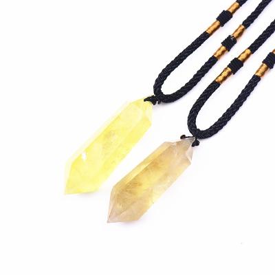 China Natural Quartz Double Citrin Necklace Stones Healing China Crystals Point Crystal Pendant for sale