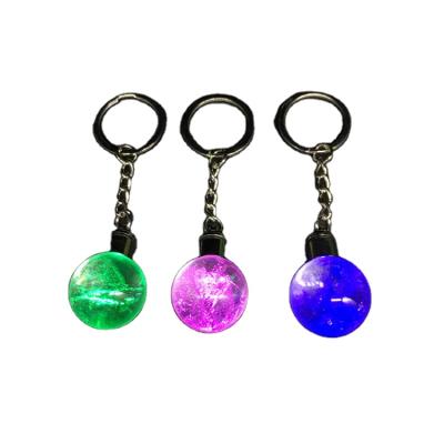 China China New Promotional Led Key Chain Flower Dry Crystal Glass Led Key Chain With Light for sale