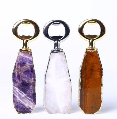 China China Design Customized Logo Gemstone Amethyst Quartz Crystal Beer Bottle Opener for sale