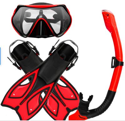 China Fashion Universal Freediving Mask and Flexible Fins Sailicone Swimming Fins Kids Swimming Glass Air Diving Masks Snorkel Set for sale