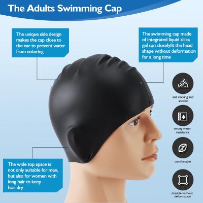 China Professional Professional Hearing Protection Swim Cap Adults Kids For Hair Silicone Swim Cap Kids Fetish Logo Custom Printed Swim Cap for sale