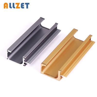 China Allzet China Modern Aluminum Wardrobe Long Handle Sideboard Door Handle Invisible Gold for sale