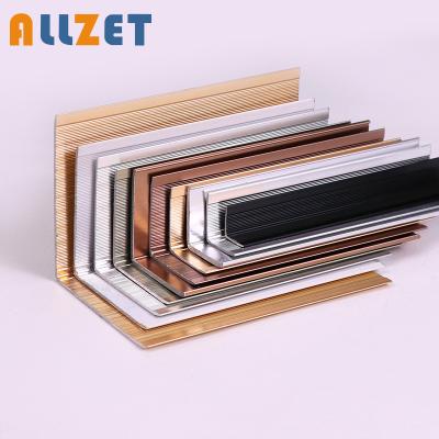 China Allzet Modern Porcelain Tile Trim Mirror Aluminum Brushed Wall Edge Tile L Shaped Trim for sale