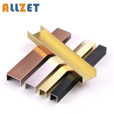 China Allzet Factory Price Free Sample Wholesale Modern Aluminum U Shape Metal Trim Tile Strips For Wall Decoration for sale