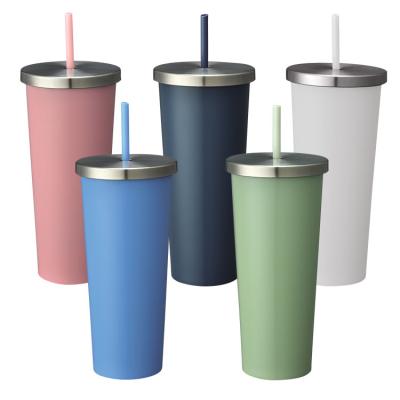 China Logo Reusable Coffee Stainless Steel Disposable Eco Friendly Customized Vacuum Cup With Straw for sale