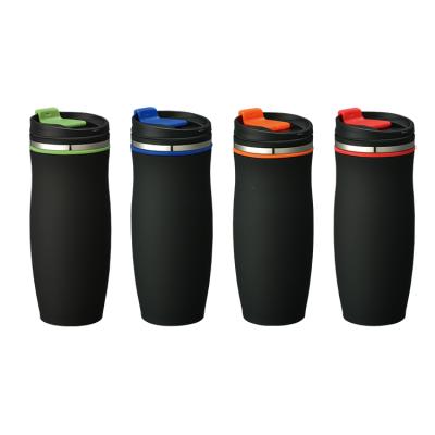 China Hot Selling Reusable Eco Friendly Disposable Double Wall Insulated Black Travel Cup With Lid for sale