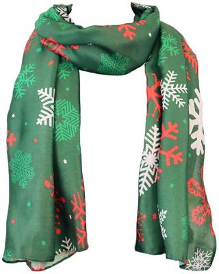 China 2021 Winter Christmas Green 100% Polyester Christmas Scarf For Elegant Women for sale