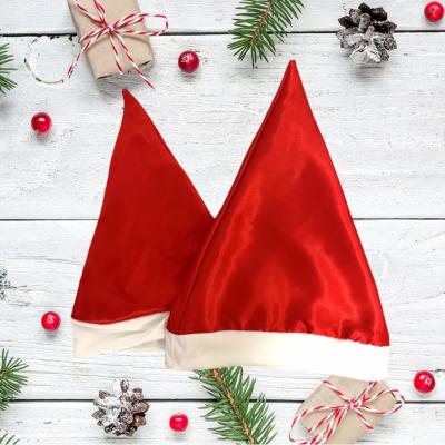 China Christmas Gifts Order Kid Soft Hat Silk Santa Hat For Kids Aduilts for sale