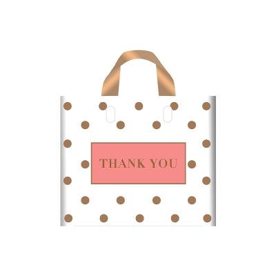 China Factory Price Gold Polka Dot Folding Shopping Bag With Thank You Printing for sale