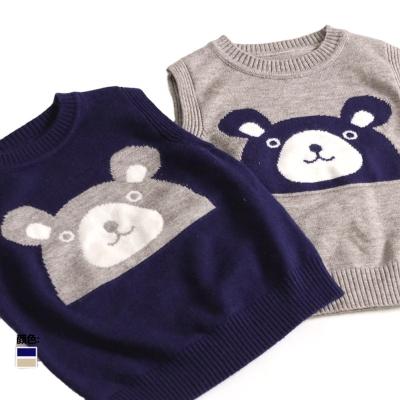 China 2020 Cute Anti-wrinkle Crew Neck Kids Knit Vest Lovely Bear Sweater Pullover Sleeveless Vest for sale