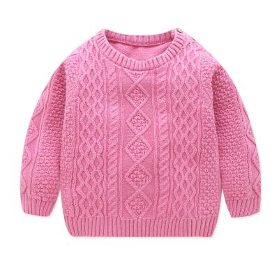 China Custom Unisex Anti-wrinkle Crew Neck Cable Knit Pullovers Long Sleeve Baby Sweaters for sale