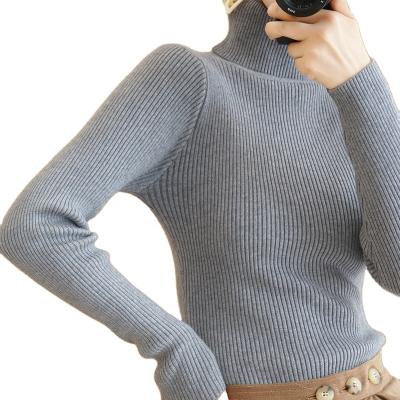 China Women's Turtle Neck Anti-Shrink Rib Sweater High Neck Pullover Basic Pullover For Ladies for sale