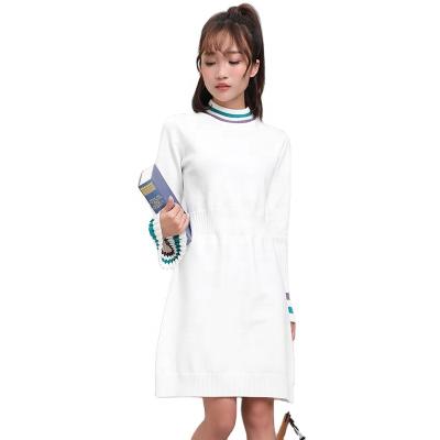 China Anti-wrinkle Factory Outlet Ladies Knit Dress Contrast Color Sweater Dress for sale