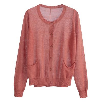 China Wholesale Anti-shrink Summer Spring Classic Crew Neck Tops Thin Lightweight Sweater Cardigan For Women for sale