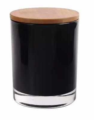 China High quality home decoration different sizes and available custom logo black glass candle jars with lids for sale