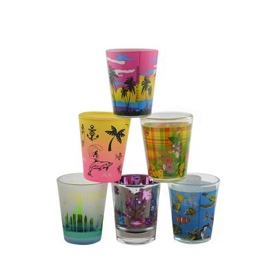 China Hot Selling Personalized Custom Logo and Color Shot Glass Dubai Souvenir Glass Mug 1.5oz 50ml Souvenir Glass Cup for sale