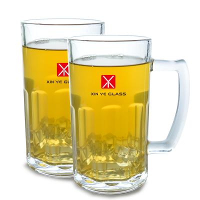 China Modern Fashionable Customized Base 600ml Hot Selling Beer Mug Glass Heavy Duty Drinking Glasses for sale