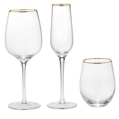 China Various wine glass logo and color glassware available with custom gold rimmed gold rim wine glasses for sale