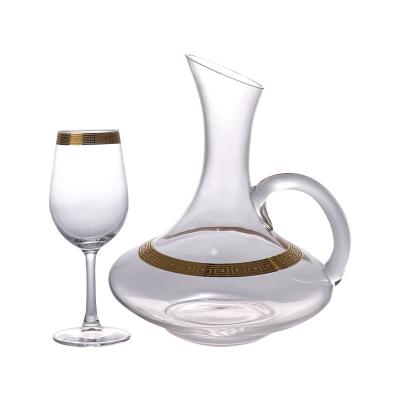 China Manufacturers Wholesale Red Wine Glass Line Backed Big Belly Design Set Lead Free Gold Rim Wine Glass Cup for sale