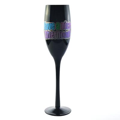 China OEM CLASSIC service backed personalized logo and color backed custom black flutes champagne glass for sale