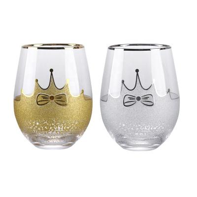 China New 2021 Viable Hot Wholesale Creative Egg Shaped Glass Cup Tumbler With Gold Rim for sale