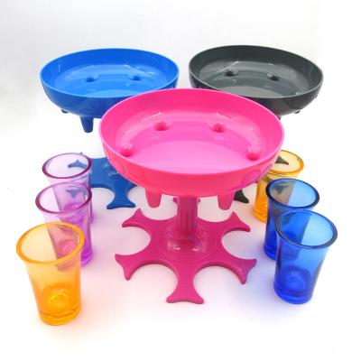 China Factory Direct Sales Modern Fashionable ABS 6 Shot Glasses Dispenser and Holder Equipment with 2 Cutouts for Drinking Fun for sale