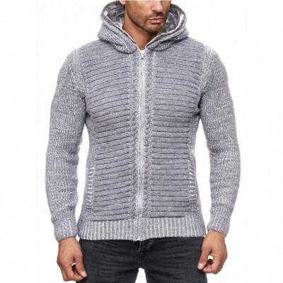 China Fashionable Hot Selling Breathable High Collar Cardigan Sweater Sweater Coat Men Cardigan Hooded Sweater With Zipper for sale