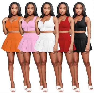 China Good Quality Summer Breathable Candy Skirt Regular Two Piece Shorts Set Solid Color Women Casual Two Piece Sets for sale