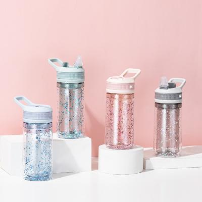 China Wholesale 300ML Sequin Water Bottle Viable Transparent Portable Water Cup Eco-friendly Plastic Water Bottle for sale