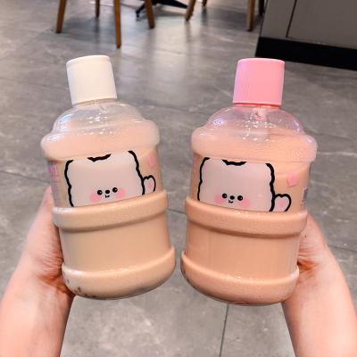 China 630ML Viable Cartoon Cute Bear Mini Bucket Plastic Gallon Bottle Creative Personality Water Bottle Water Cup for sale