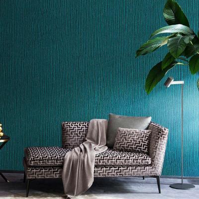 China modern nordic 3d striped solid color style dark green skin to paste non woven waterproof wallpaper home decoration for sale