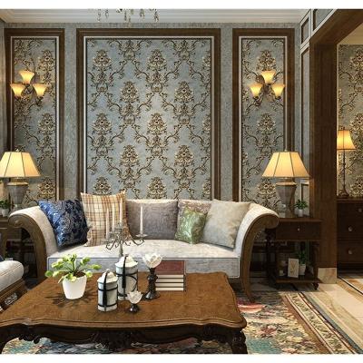 China Gorgeous Waterproof 3D Courtyard Office KTV Hotel Home Decor Cut Out Damask Pattern Vinyl Wallpaper for sale