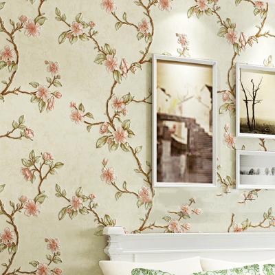 China Customized Machine Wall Coverings Stereo Deep Embossed Rolls Beautiful Farmhouse Flower Picture Wall Fabric Pattern for sale