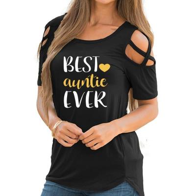 China New 2022 Summer Women's T-shirt Fashion Large Size Breathable Aunt Ever Print Plus Size Female Off The Shoulder T-shirt for sale