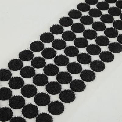 China Return Viable Newcomers Stick Black Round Coin Dot Shape Adhesive Hook And Loop Cutouts for sale