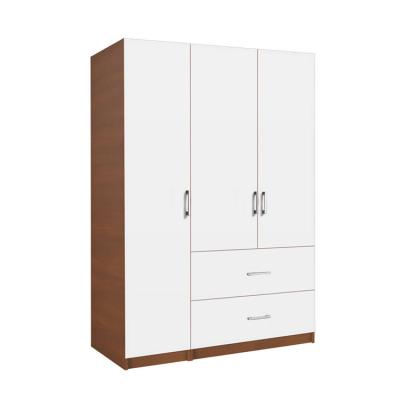 China Adjustable (height) Factory Price Wholesale White Brown Color Wooden Home Furniture Bedroom Flat Packing Hinged Wardrobe for sale