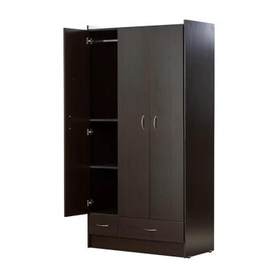 China Adjustable (height) Modern Design 2 Door And Drawer Cabinet Bedroom Furniture Wooden Hinge Door Wardrobe for sale