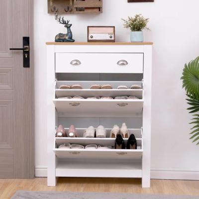 China Extendable Hot Sell Hallway Shoe Rack Cabinet With 4 Flip-Drawers Living Room Furniture Economical Multi-Layer Household Shoe Cabinet for sale