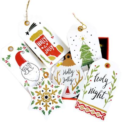 China Anti-Counterfeit High Quality Design Colorful Christmas Paper Gift Tags Christmas Decoriation Paper Card for sale