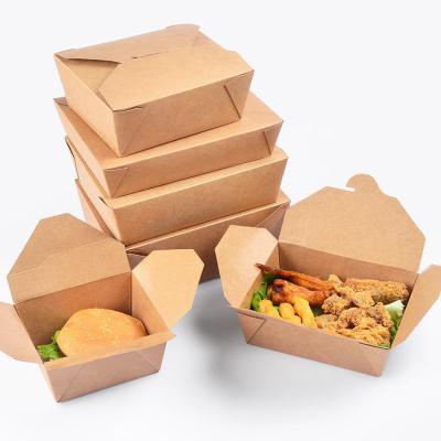 China Disposable Microwave Kraft Paper Lunch Box Cardboard Bento Lunch Box Brown Disposable Cardboard Box for sale