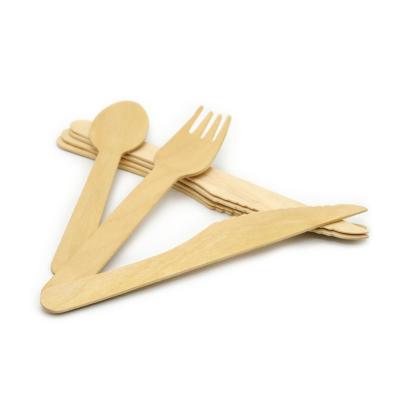 China 100% Natural Eco Friendly Restaurant Cutlery Dinner Spoon Fork Disposable Wooden Knife for sale