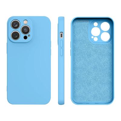 China Factory Microfiber Cell Phone Cases High Quality Soft 1.5mm TPU Oil Shockproof Liquid Cover Smooth Cell Phone Case For iPhone 14 Max for sale