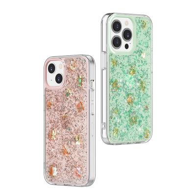 China Maiden Glitter Powder Flower Series Sunflower Series Shockproof Shiny Drop Plated Clear Case For iPhone 14 Pro Max for sale