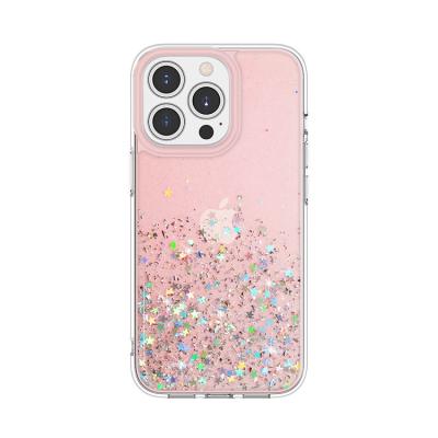 China Fashion Sublimation Shockproof Drop Stick TPU With Bling Star in1 Glitter Epoxy PC 2 For iPhone 14 Max Silicone Mobile Phone Case for sale