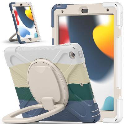 China Amazon Shockproof 360 Degree Rainbow Hand Shoulder Strap Anti Fall Stand For Kids iPad 10.2 2020 2021 Thumb Kickstand Tablet Case for sale