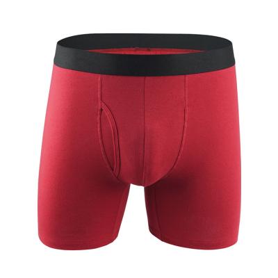 China High Quality Wholesale Antibacterial Plus Size Cotton Men's Long Leg Boxer Fly Open Underwear for sale