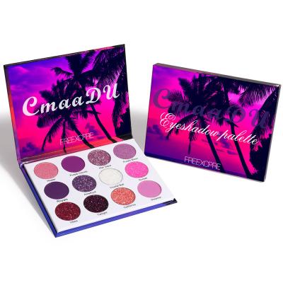 China Clean waterproof private logo brand 12 color glitter eye shadow palette matte waterproof face makeup wholesale price for sale